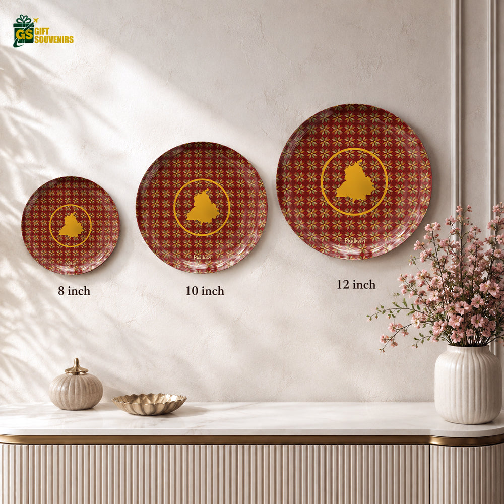 Punjab heritage ceramic wall plate souvenir with premium gift box and Phulkari-inspired design