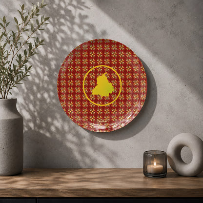 Phulkari Punjab heritage wall plate featuring Punjab silhouette and rich traditional artwork