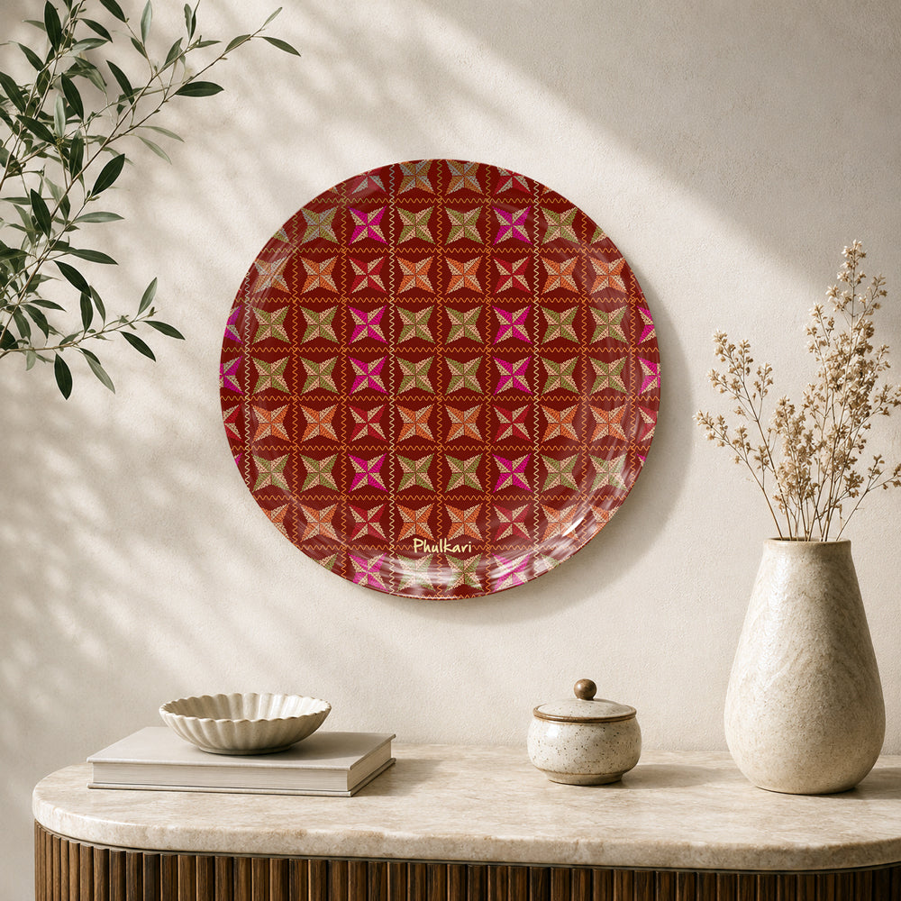Rangaan Di Virasat Punjab heritage ceramic wall plate featuring colourful Phulkari-inspired patterns
