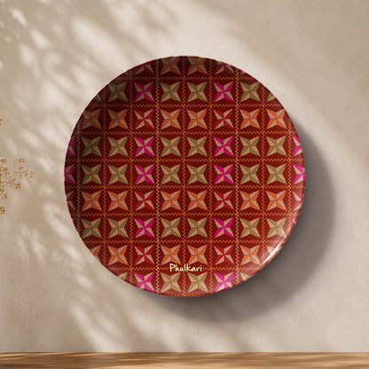 Heritage Art of Punjab ceramic wall plate souvenir with vibrant traditional textile-inspired artwork