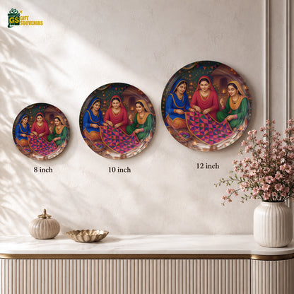 Phulkari ceramic wall plate souvenir celebrating Punjabi craftsmanship, tradition and cultural heritage