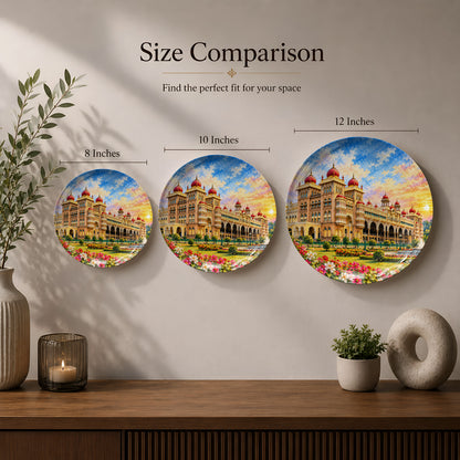 Iconic India collection ceramic plate featuring Mysore Palace in warm sunset colours