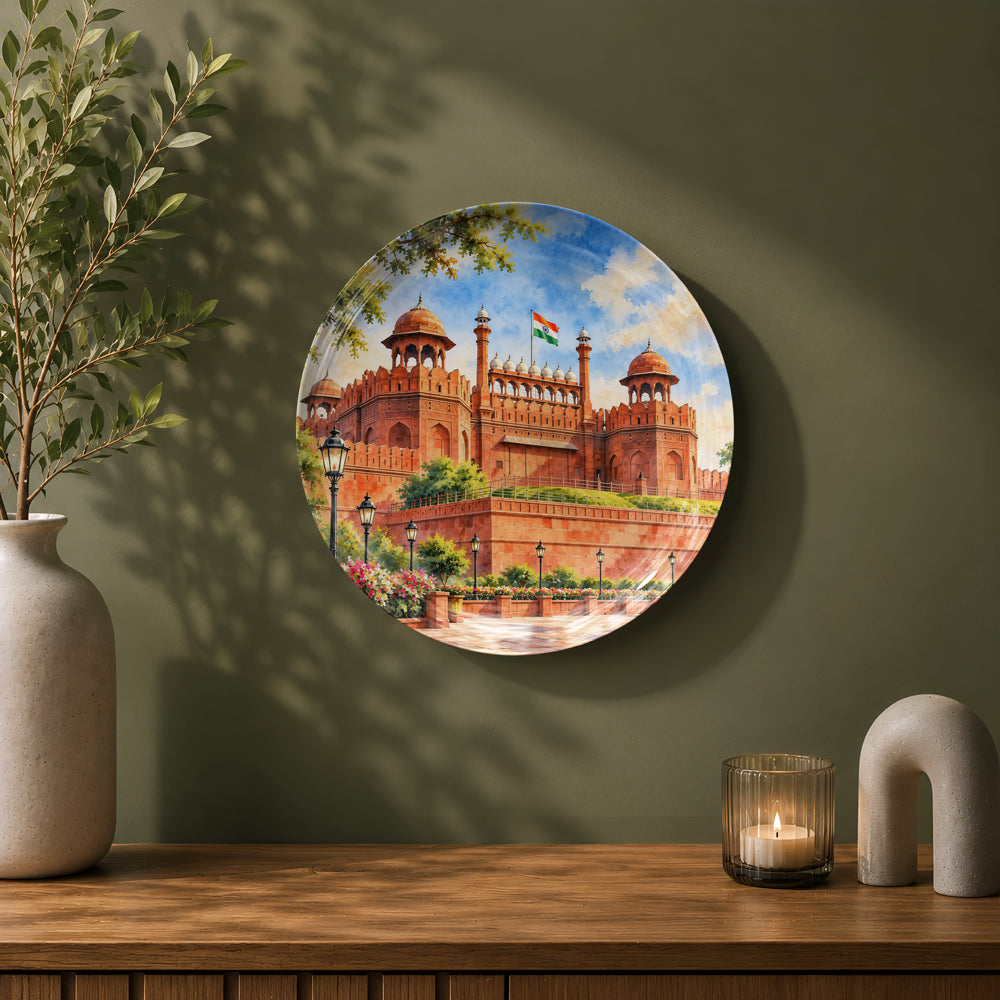 Timeless Delhi decorative ceramic plate inspired by the architecture of the Red Fort