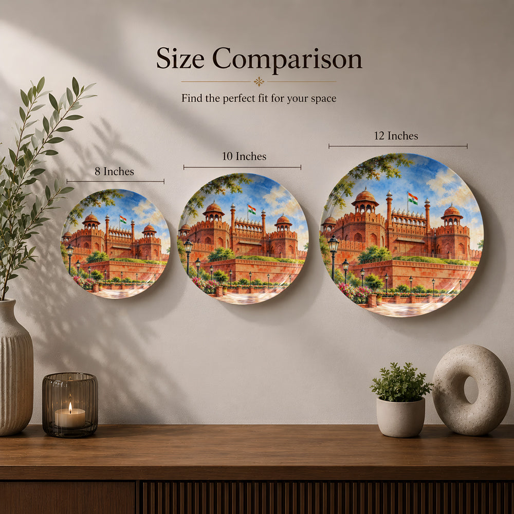 Iconic India collection ceramic plate featuring illustrative Red Fort artwork from Delhi