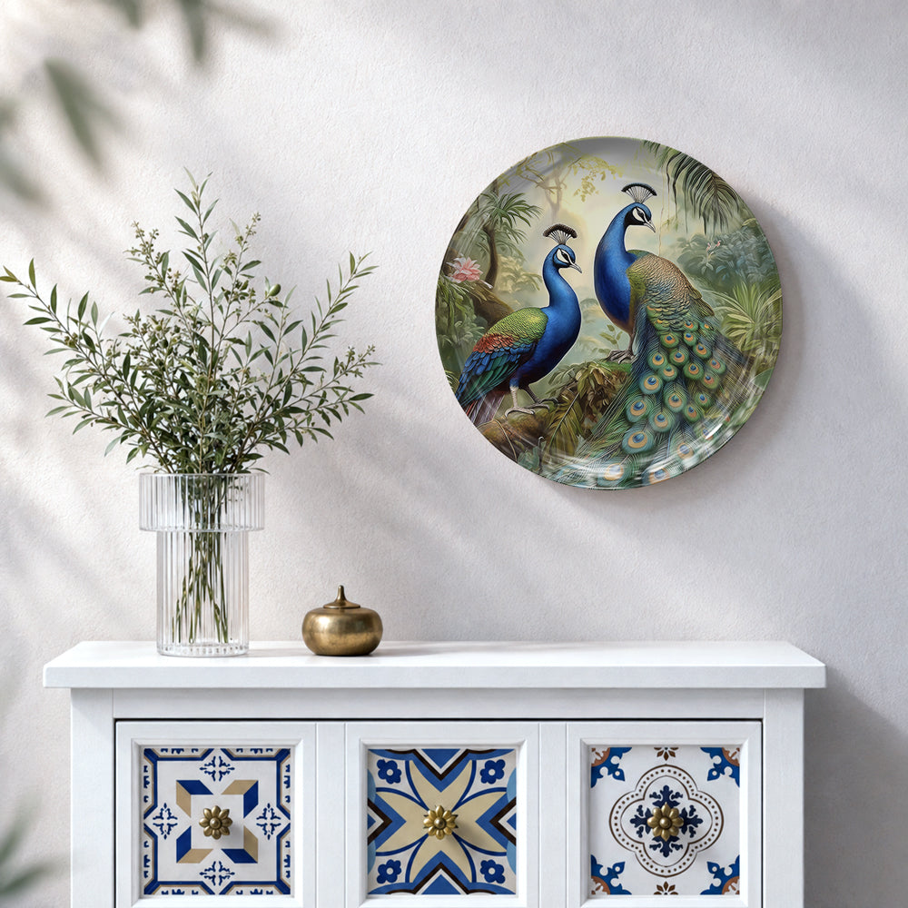 Peacock Elegance – Symbol of Grace & Prosperity Ceramic Wall Plate