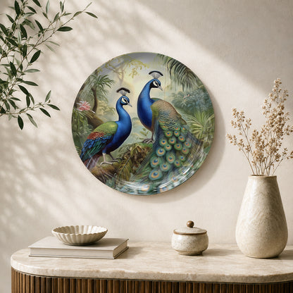 Peacock Elegance – Symbol of Grace & Prosperity Ceramic Wall Plate