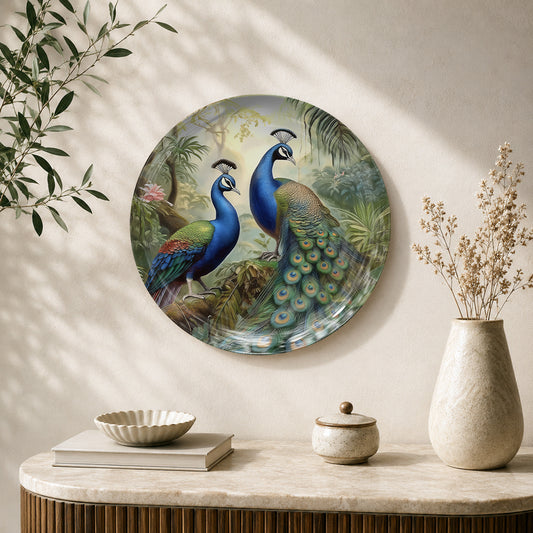 Peacock Elegance – Symbol of Grace & Prosperity Ceramic Wall Plate