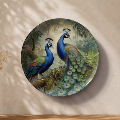 Peacock Elegance – Symbol of Grace & Prosperity Ceramic Wall Plate