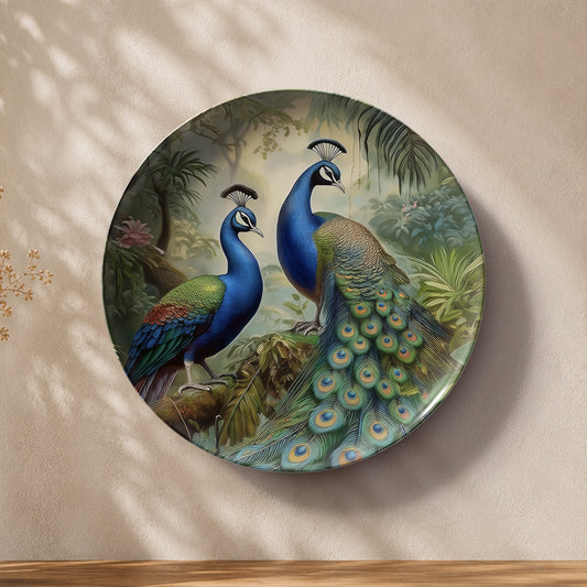 Peacock Elegance – Symbol of Grace & Prosperity Ceramic Wall Plate