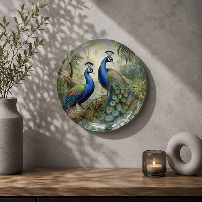 Peacock Elegance – Symbol of Grace & Prosperity Ceramic Wall Plate
