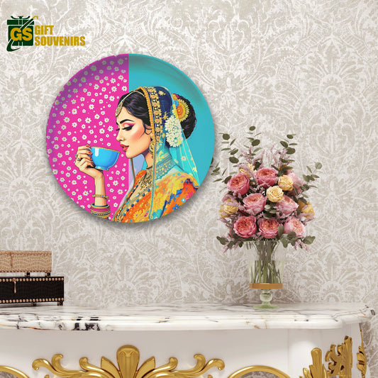 Sip of Elegance – Modern Indian Muse Ceramic Plate