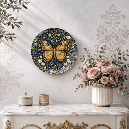 Wings of Harmony ceramic wall plate inspired by butterflies, floral motifs, nature and transformation