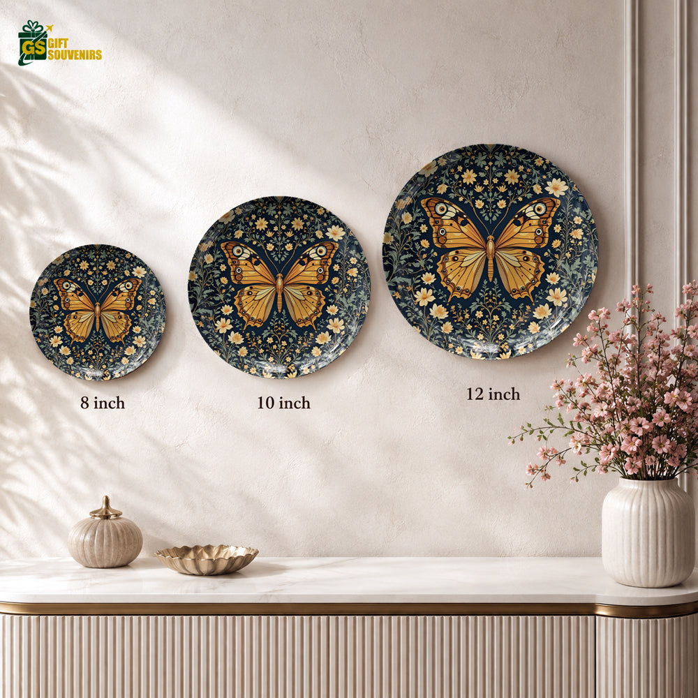 Premium golden butterfly ceramic wall plate celebrating nature, harmony, beauty and contemporary art