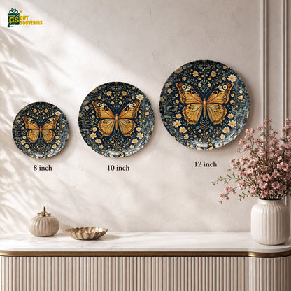 Premium golden butterfly ceramic wall plate celebrating nature, harmony, beauty and contemporary art