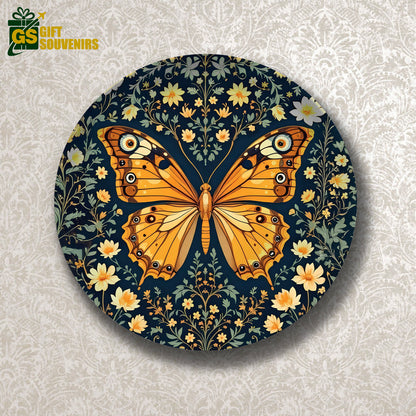 Wings of Harmony – Golden Butterfly Premium Ceramic Plate