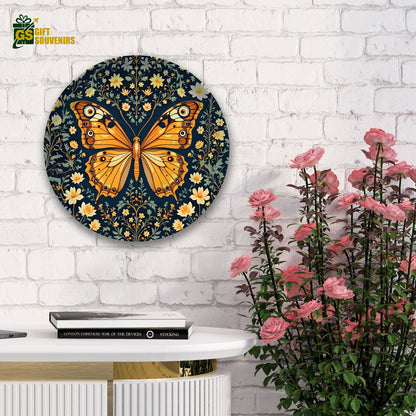 Wings of Harmony – Golden Butterfly Premium Ceramic Plate