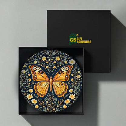 Wings of Harmony – Golden Butterfly Premium Ceramic Plate