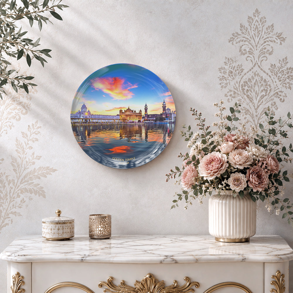Golden Temple ceramic wall plate souvenir for Amritsar-inspired home décor and meaningful gifting