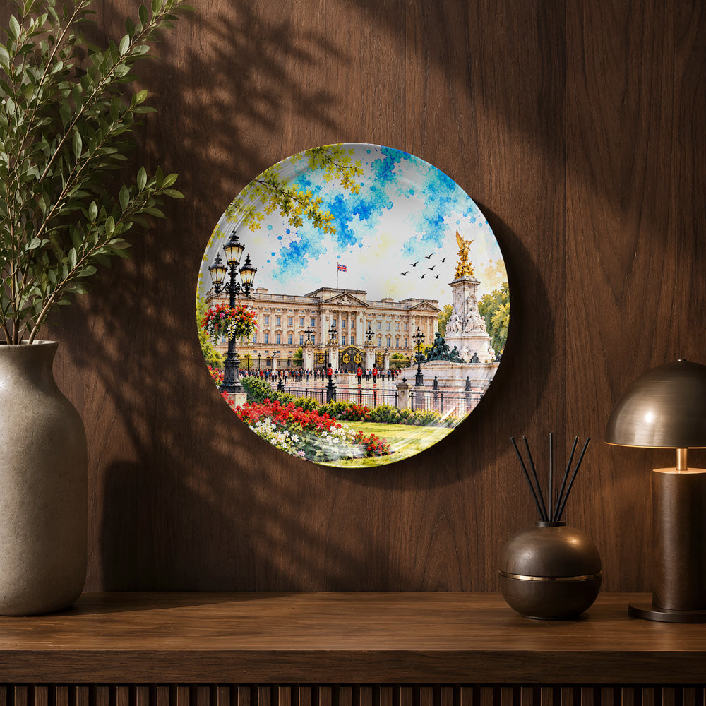 Global Classics Buckingham Grandeur ceramic wall plate celebrating Buckingham Palace and British royal heritage.