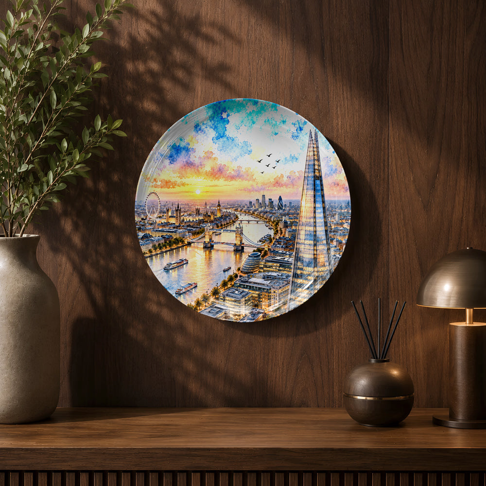 Global Classics The Shard at Sunset ceramic wall plate celebrating London's iconic skyline.