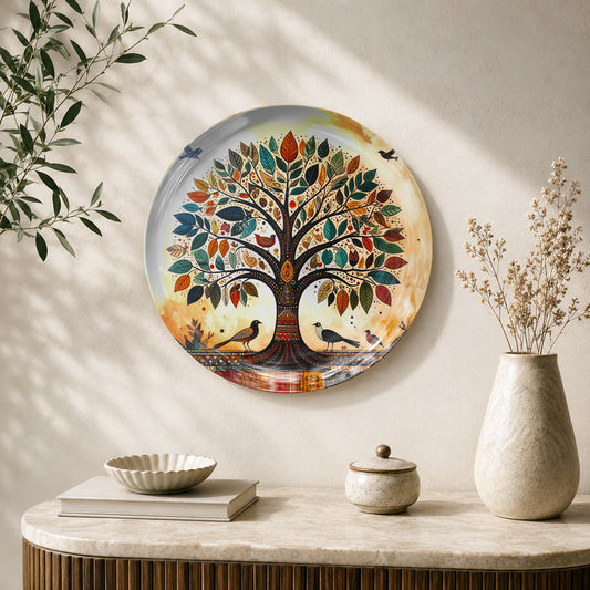 Eternal Roots Tree of Life ceramic wall plate for Vaastu-inspired home décor and positive energy.