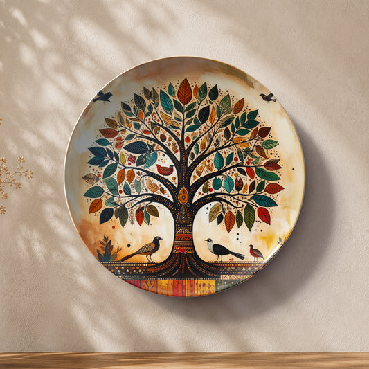 Vaastu Tree of Life ceramic wall plate symbolizing growth, prosperity, harmony, and abundance.