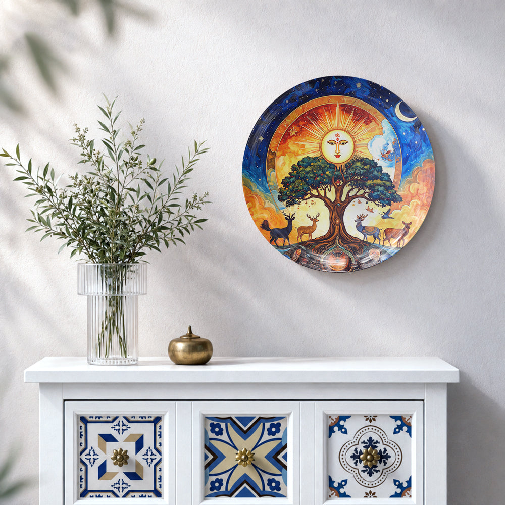Premium ceramic wall plate showcasing a symbolic Tree of Life representing harmony, balance, and creation.