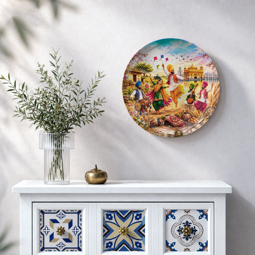 Rang Punjab De Punjab heritage wall decor featuring colourful Punjabi dancers, kites and Golden Temple