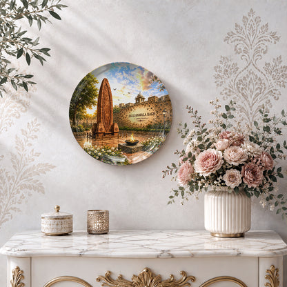 Amritsar Jallianwala Bagh memorial ceramic wall decor with gardens, trees and historic architecture
