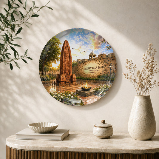 Jallianwala Bagh Memorial Punjab heritage ceramic wall plate featuring the historic memorial in Amritsar
