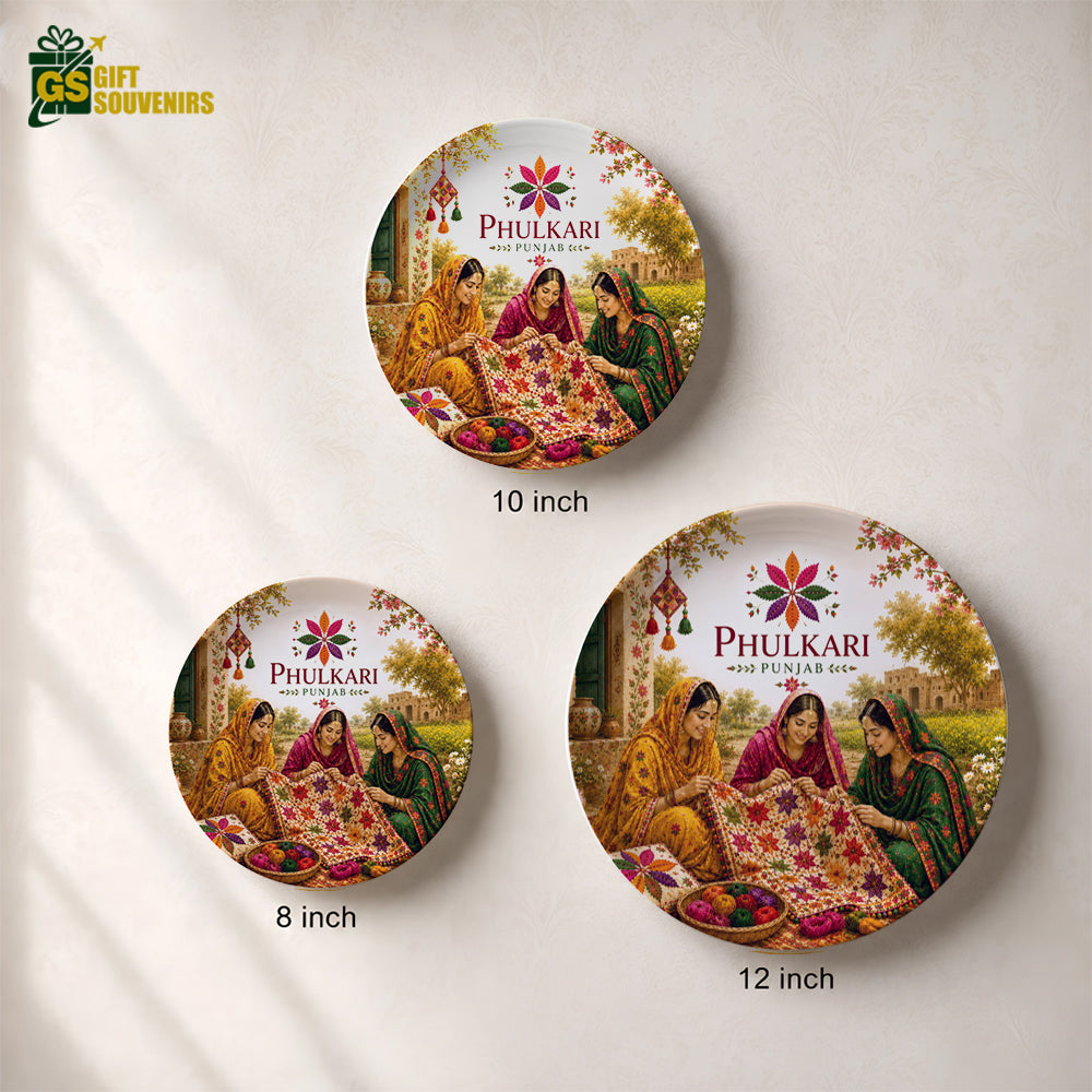 Phulkari Traditions – Punjab Folk Art Ceramic Wall Plate