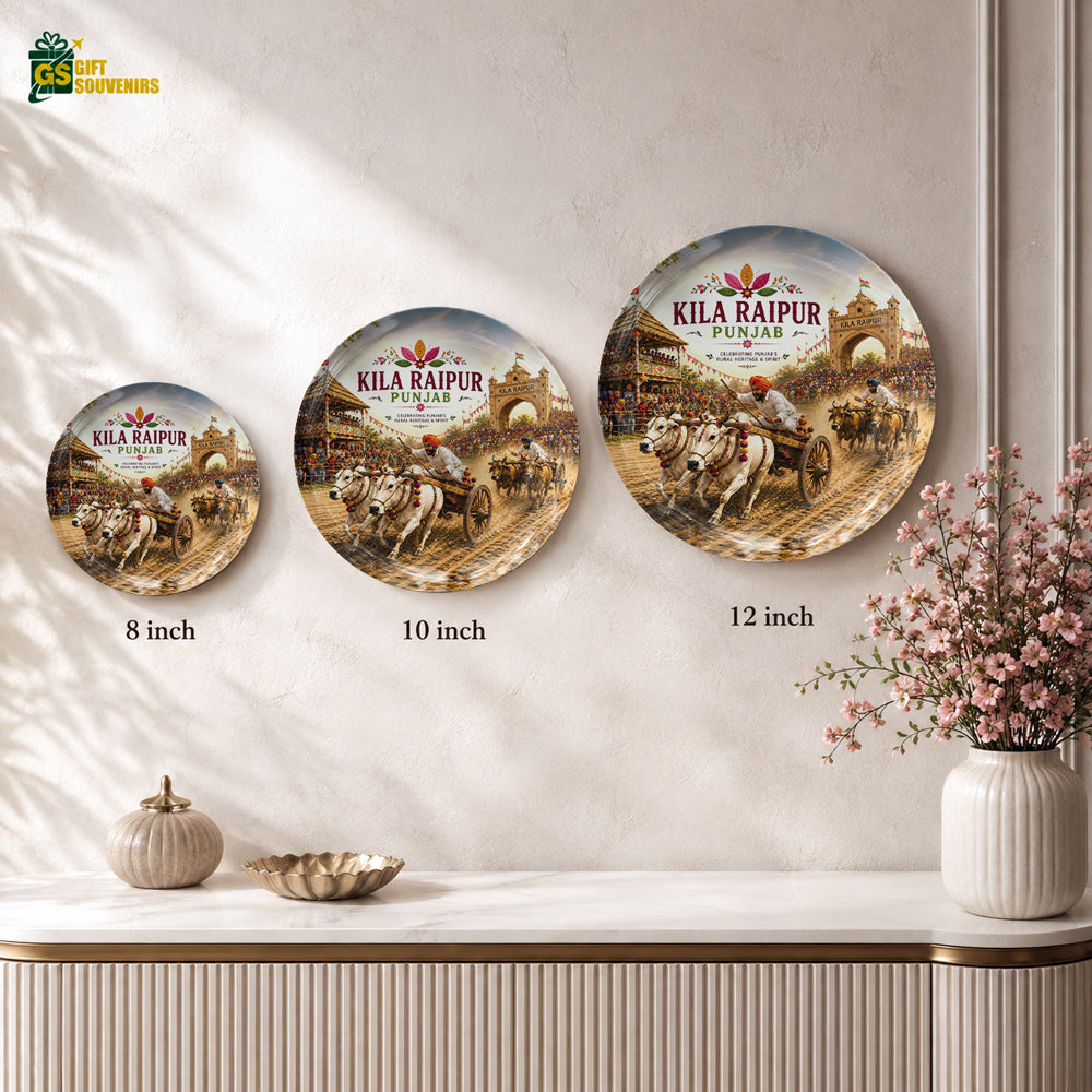 Kila Raipur Rural Olympics ceramic wall plate displayed as Punjab heritage home decor