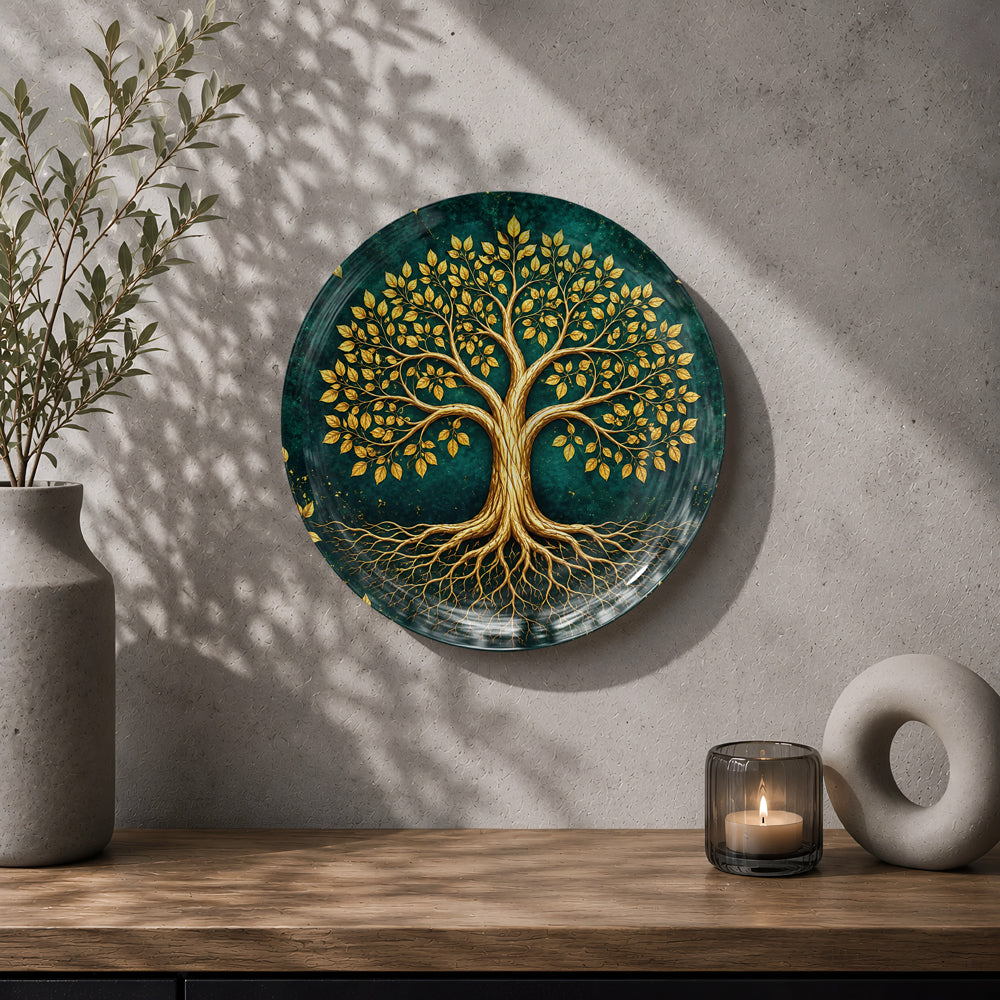 Tree of Life Vaastu ceramic wall plate symbolizing abundance, strength and positive energy