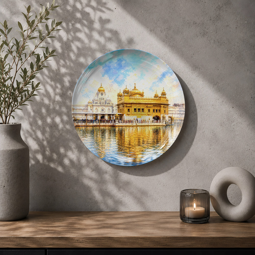 Golden Temple souvenir wall plate symbolizing Amritsar heritage, faith and spiritual peace