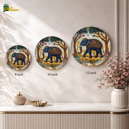 Vaastu elephant ceramic wall plate souvenir with premium gift box for prosperity and positive energy