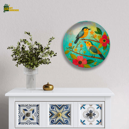 Harmony in Bloom – Twin Birds Ceramic Wall Plate