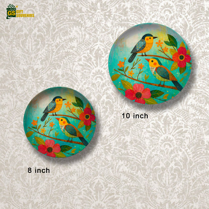 Harmony in Bloom – Twin Birds Ceramic Wall Plate