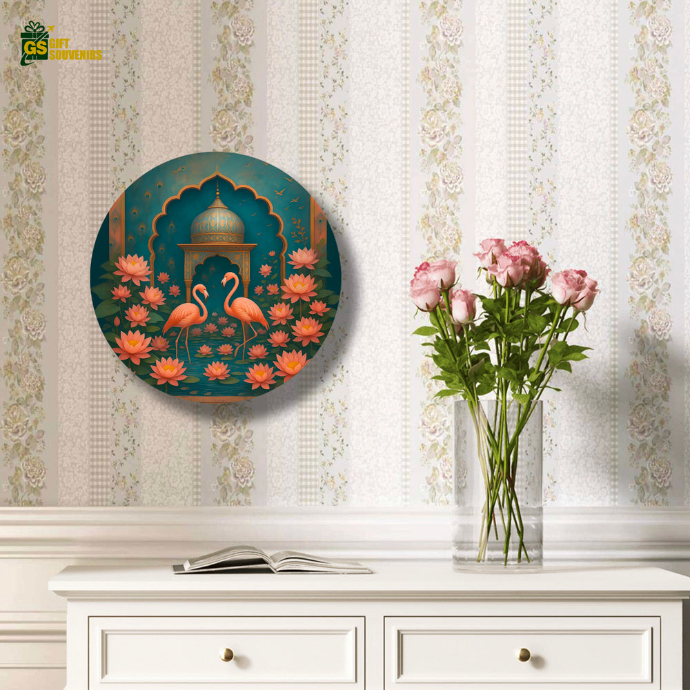 Lotus Courtship – Indian Heritage Art Ceramic Wall Plate