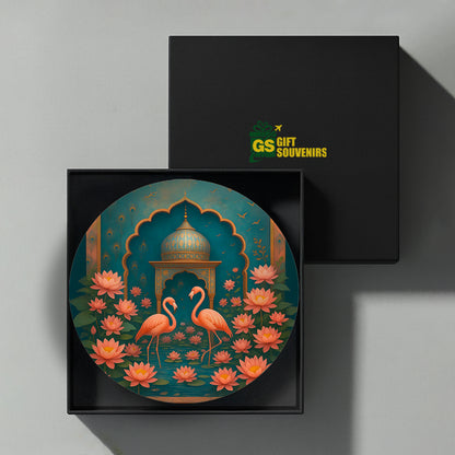 Lotus Courtship – Indian Heritage Art Ceramic Wall Plate