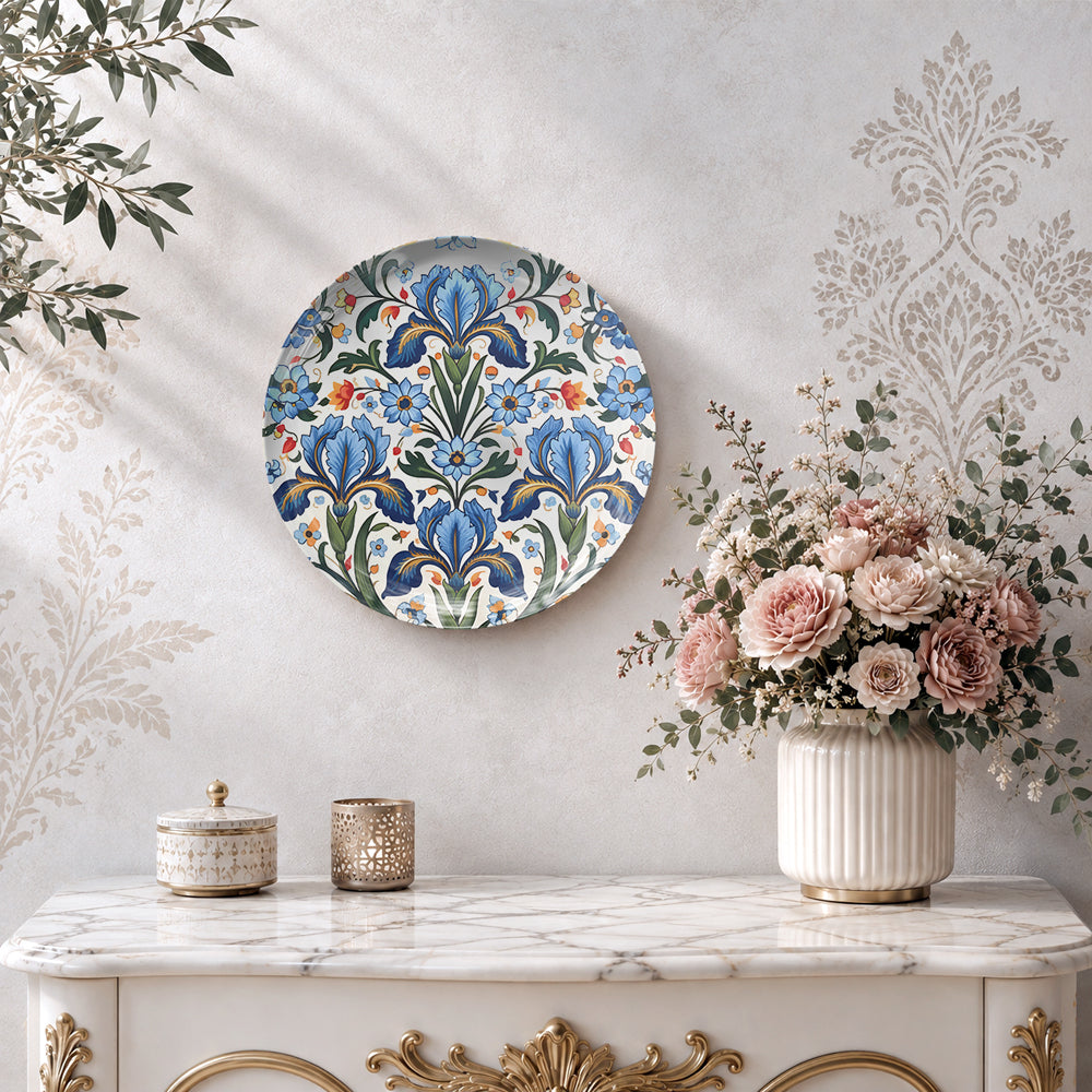 Botanical ceramic wall plate souvenir for elegant contemporary and nature-inspired home décor