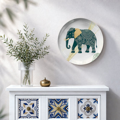 Premium ceramic wall plate showcasing a majestic elephant inspired by Indian cultural symbolism.