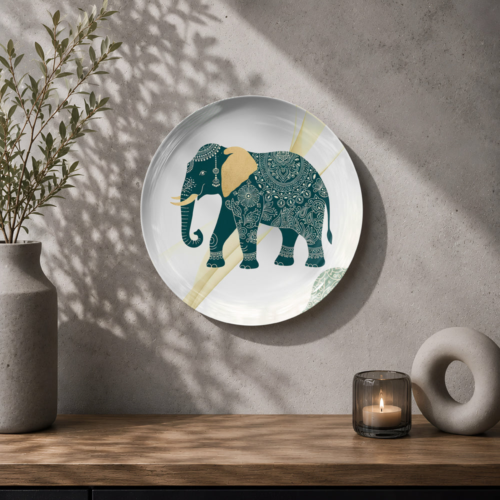 Majestic Harmony prosperity elephant wall plate for Indian heritage and contemporary home décor.