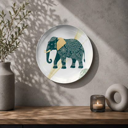 Majestic Harmony prosperity elephant wall plate for Indian heritage and contemporary home décor.