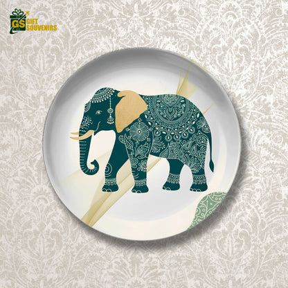 Majestic Harmony – Prosperity Elephant Ceramic Wall Plate