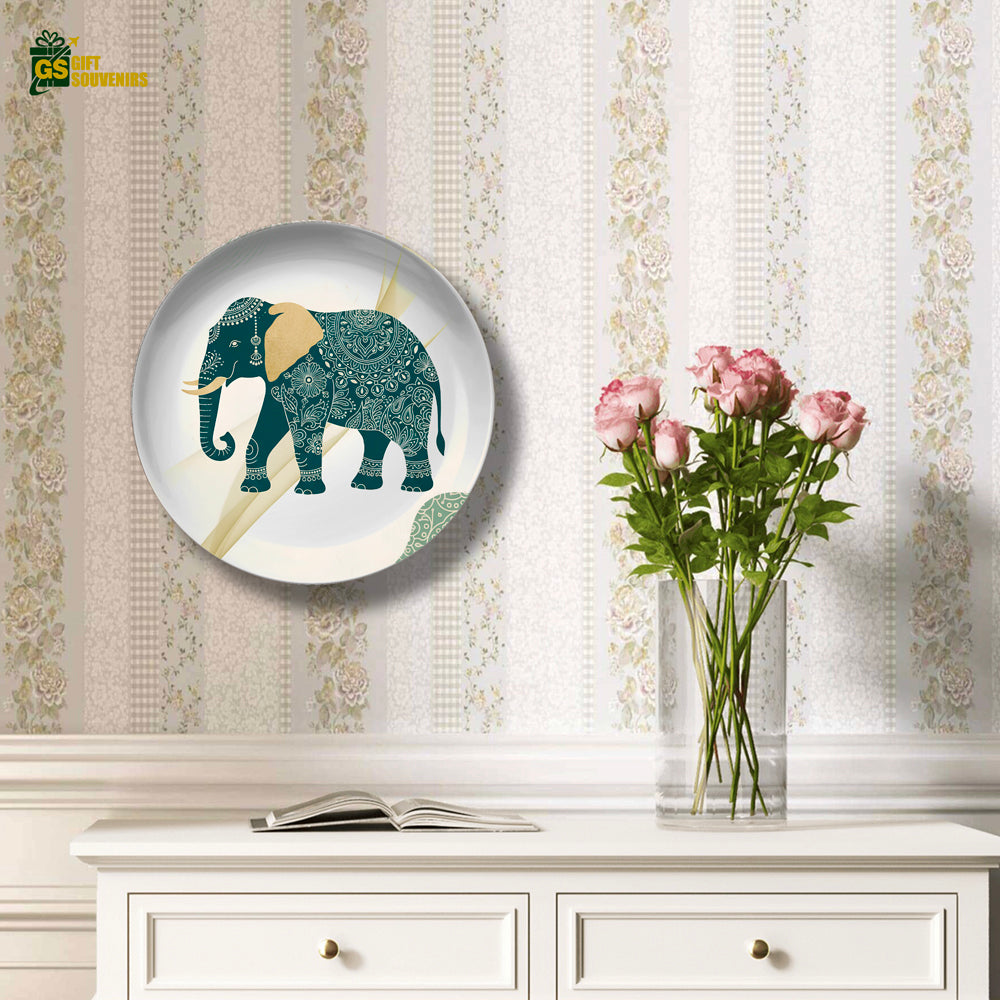 Majestic Harmony – Prosperity Elephant Ceramic Wall Plate