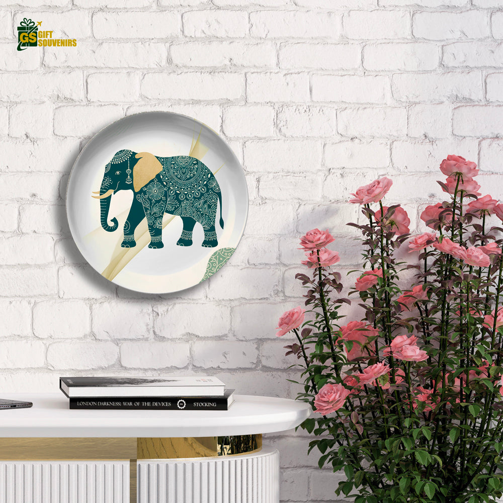 Majestic Harmony – Prosperity Elephant Ceramic Wall Plate