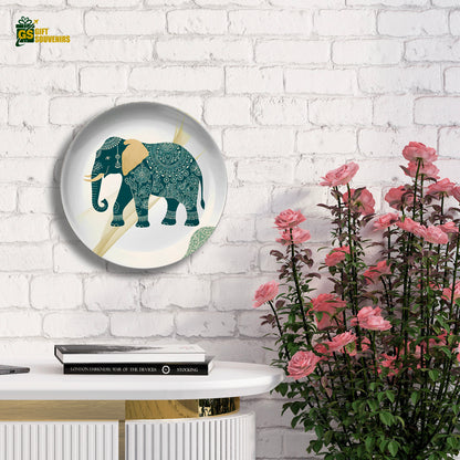 Majestic Harmony – Prosperity Elephant Ceramic Wall Plate