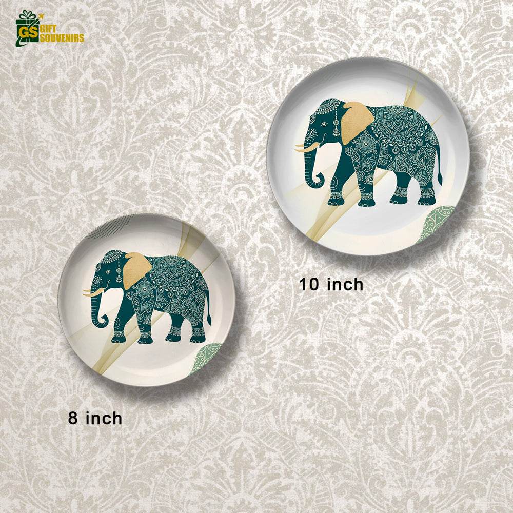 Majestic Harmony – Prosperity Elephant Ceramic Wall Plate