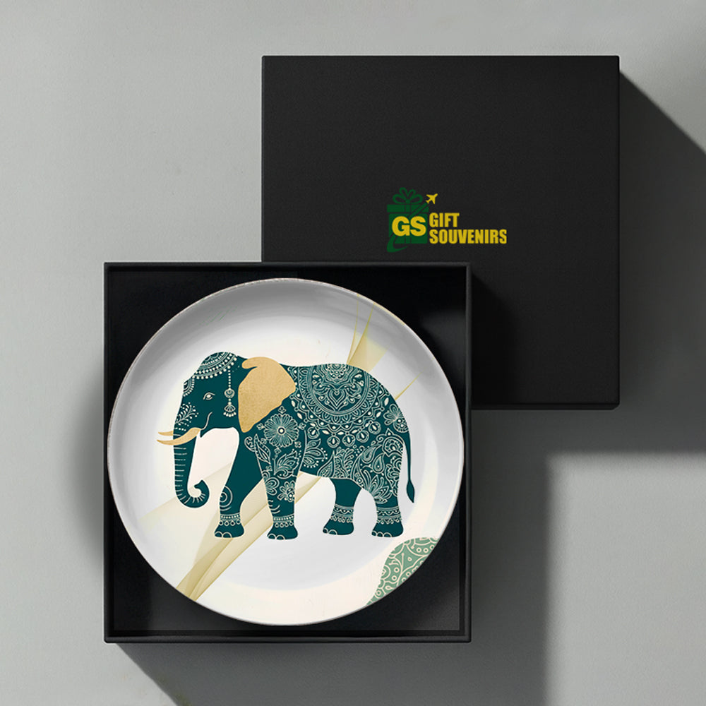 Majestic Harmony – Prosperity Elephant Ceramic Wall Plate