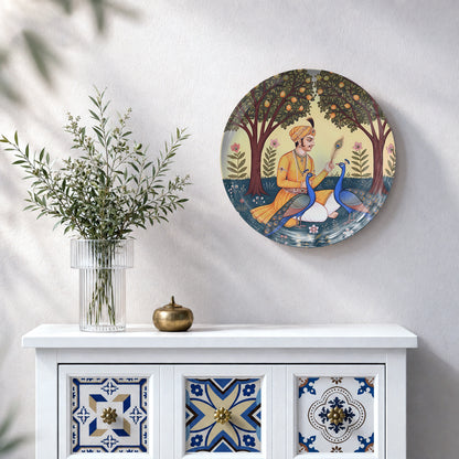 Peacock heritage ceramic wall plate souvenir for elegant Indian-inspired home décor